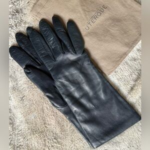 Uterque Dark blue Leather Gloves